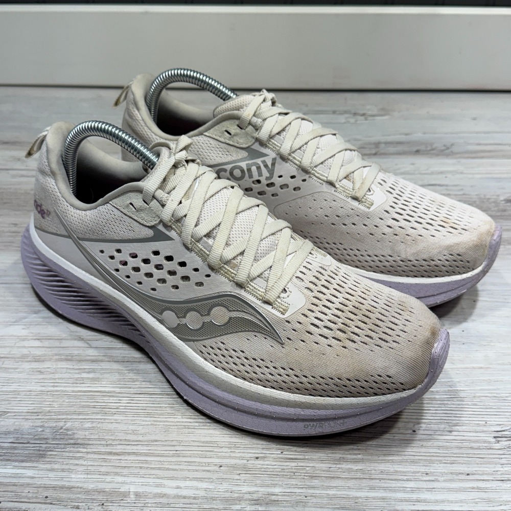 Saucony Ride 17 Shoes Women Sz 10 Moon Viola Daily Road Running Marathon Trainer
